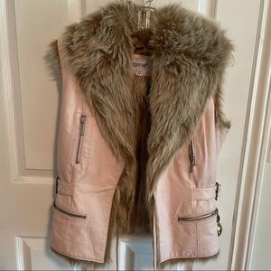 Leather and Faux Fur Vest
